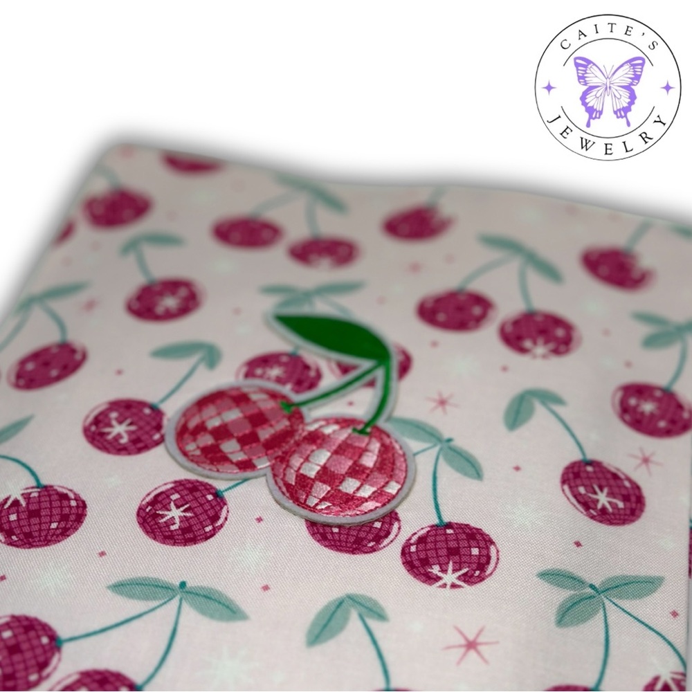Handmade Small Book/Kindle Sleeve with a Disco Cherries Fabric